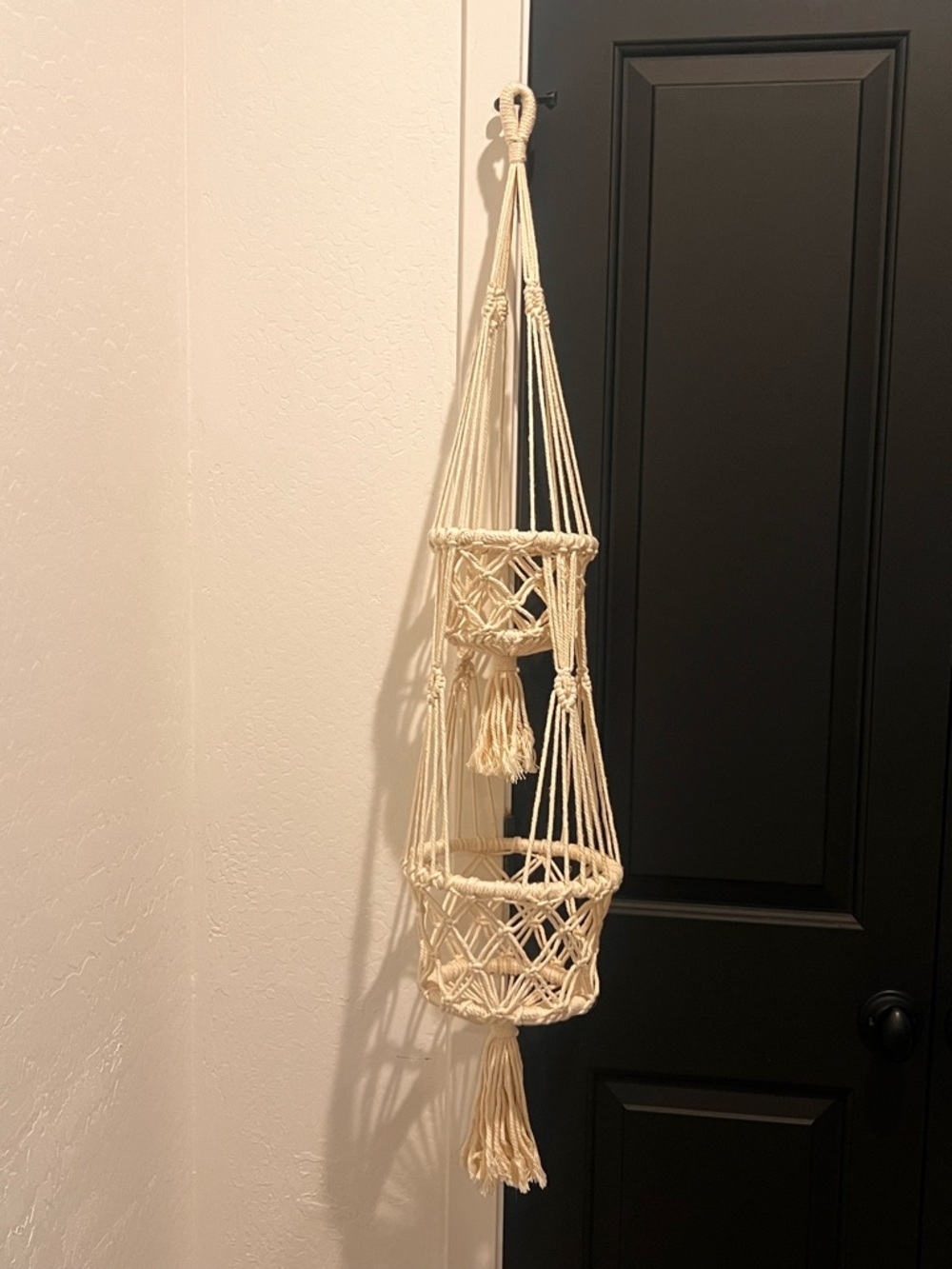 Handmade Macramé Hanging Planter Basket - Cream